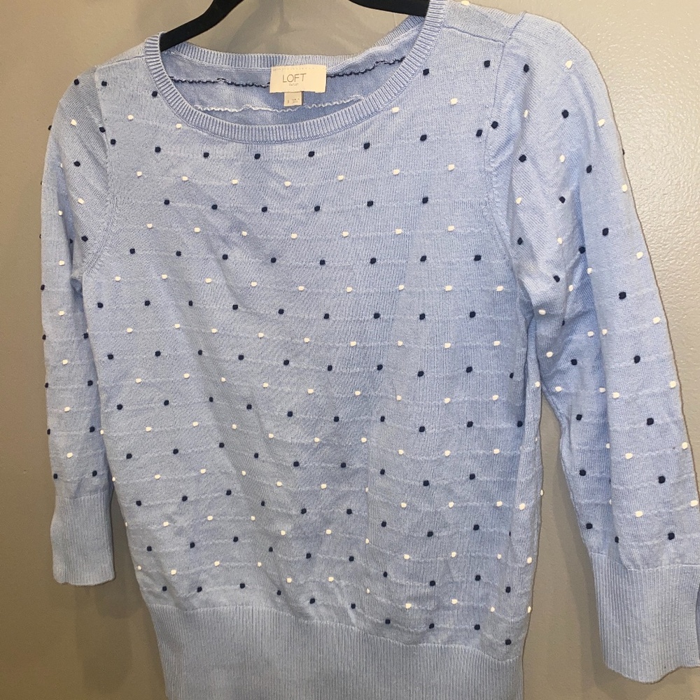 Polka dot LOFT Sweater w 3/4 sleeves